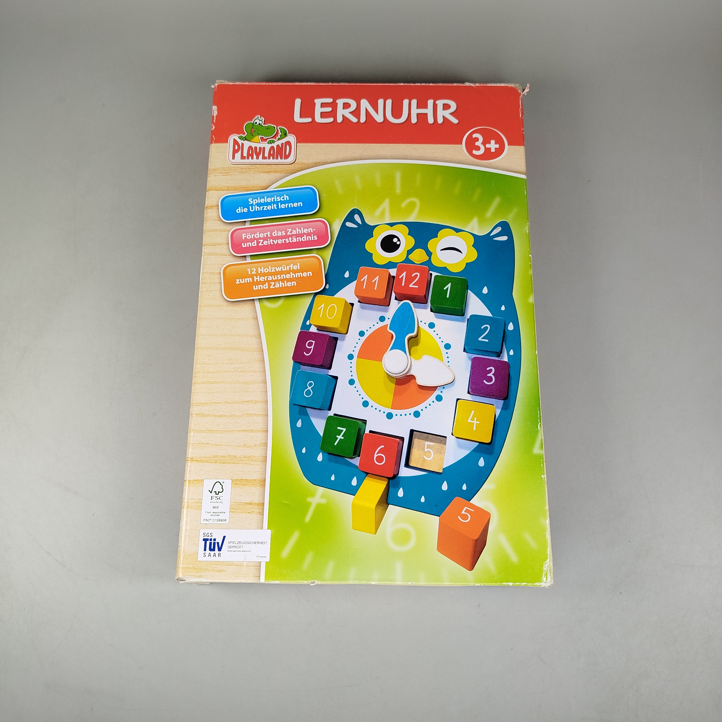 Playland Lernuhr Holz, gebraucht, ab 3 4 5 Jahre | ✅ geprüft